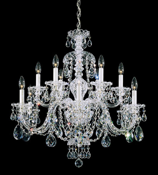 Sterling Chandelier, 12-Light, Aurelia Gold, Clear Heritage Crystal, 29"W (3601-211H 17QRYH)