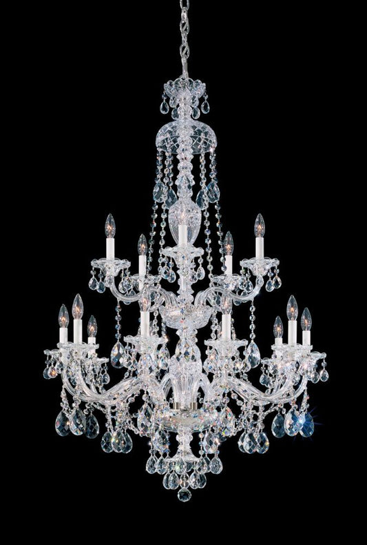 Sterling Chandelier, 15-Light, Polished Silver, Clear Swarovski, 32"W (3608-40S Y9NYJ)