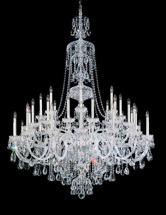 Sterling Chandelier, 45-Light, Polished Silver, Clear Swarovski Crystal, 60"W (3612-40S 180WY7)