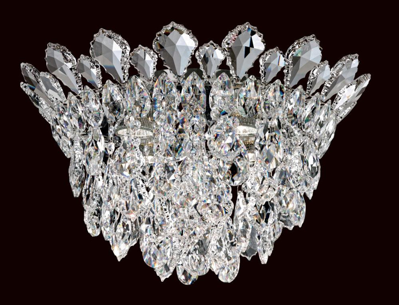 Trilliane Strands Flush Mount, 4-Light, Polished Stainless Steel, Clear Heritage Crystal, 17"W (TR1201N-401H 1810VR)