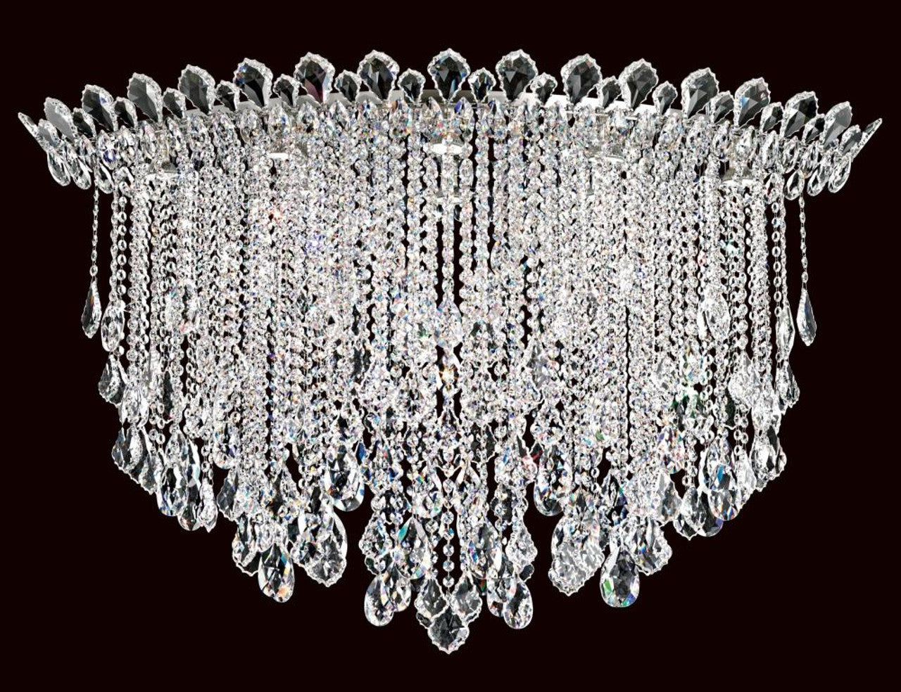 Trilliane Strands Flush Mount, 8-Light, Polished Stainless Steel, Clear Heritage Crystal, 45"W (TR4802N-401H 1811RV)