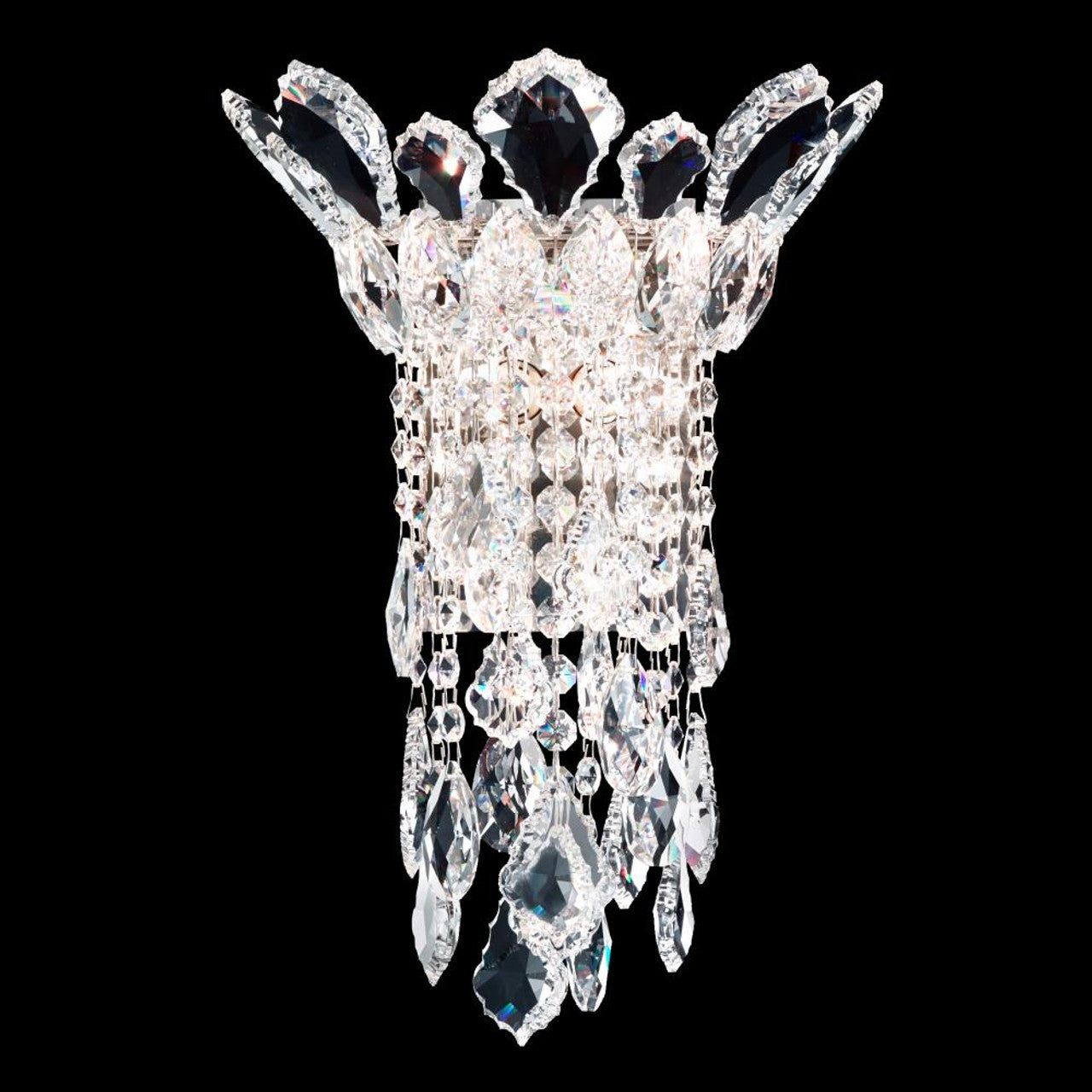 Trilliane Strands Wall Sconce, 2-Light, Polished Stainless Steel, Clear Heritage Crystal, 13.5"H (TR0832N-401H 1HPTGF)