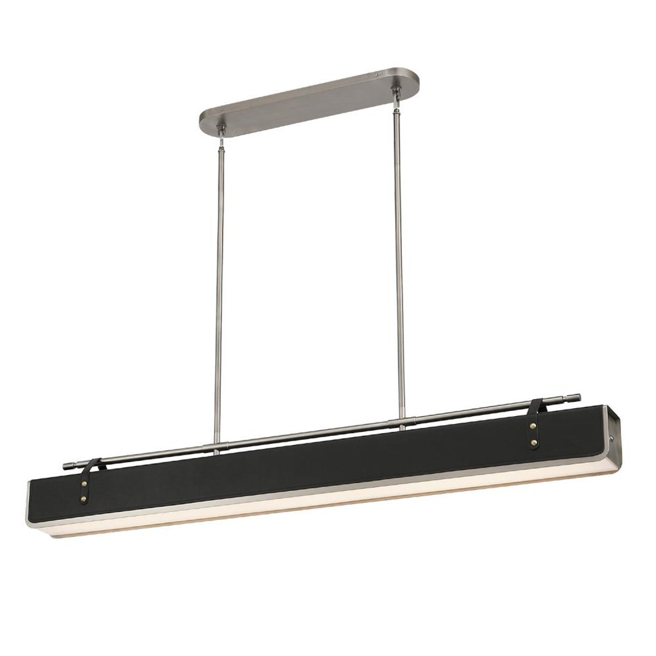 Valise Linear Chandelier, 1-Light, LED, Aged Nickel, Tuxedo Leather, 60"L (PD307960ANTL 706TMNU)