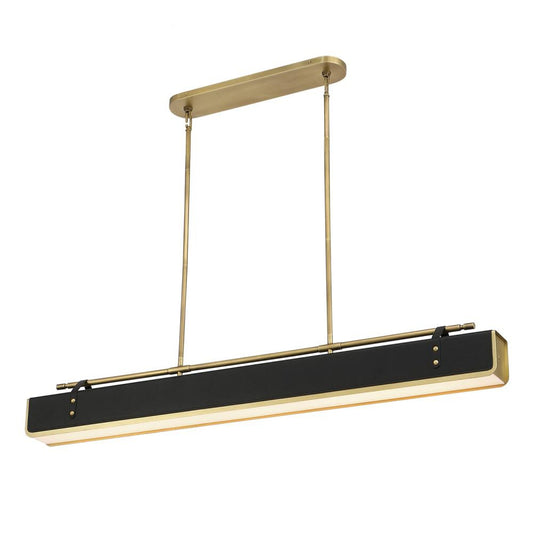 Valise Linear Chandelier, 1-Light, LED, Vintage Brass, Tuxedo Leather, 60"L (PD307960VBTL 706TMPA)