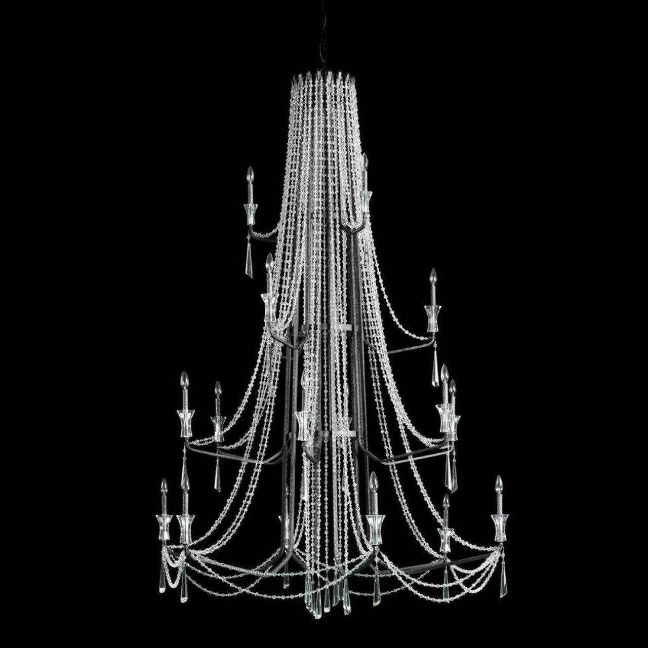 Barcelona Four-Tier Crystal Chandelier - Black