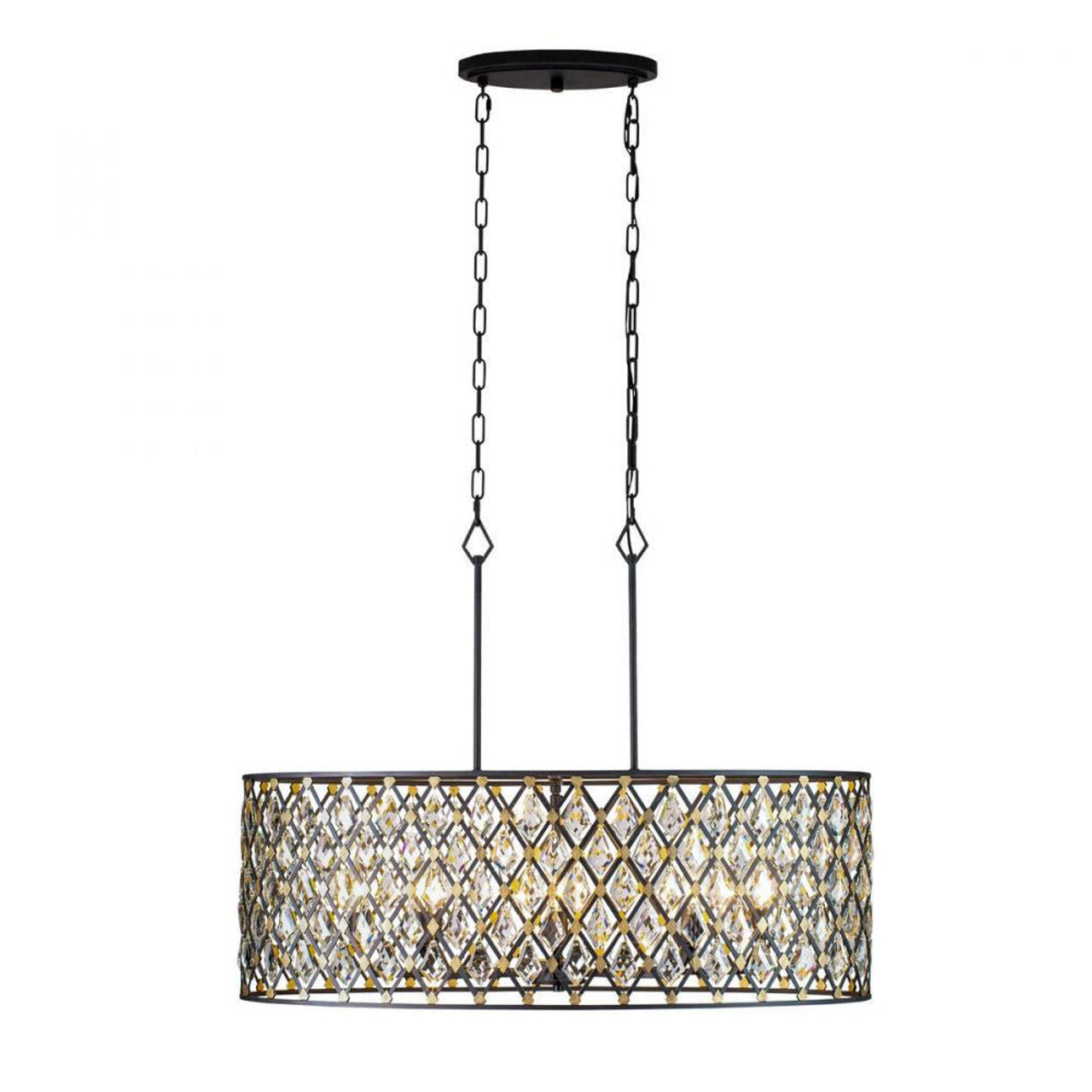 Windsor Crystal Oval Linear Pendant - Gold