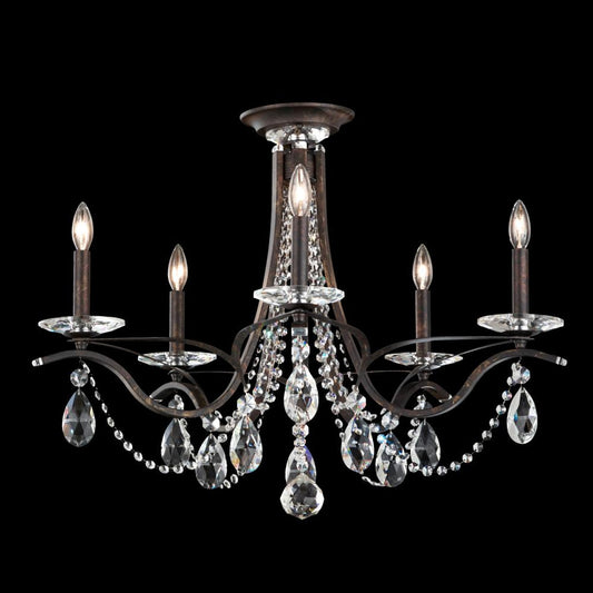 Vesca 5-Light 110V Close to Ceiling in Ferro Black with Clear Heritage Crystal, Schonbek 1870 VA8312N-59H 1HZWGD