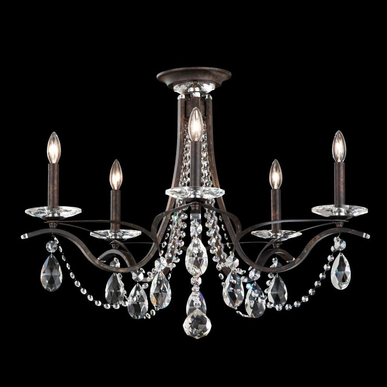 Vesca Semi-Flush Mount, 5-Light, Heirloom Bronze, Clear Heritage Crystal, 29"W (VA8312N-76H 1HZVKT)