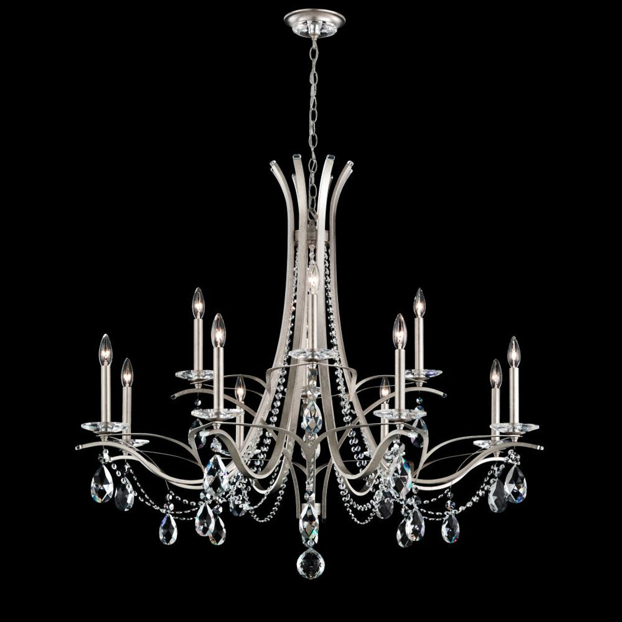 Vesca Chandelier, 12-Light, Antique Silver, Clear Heritage Crystal, 45"W (VA8322N-48H 1HZVKK)