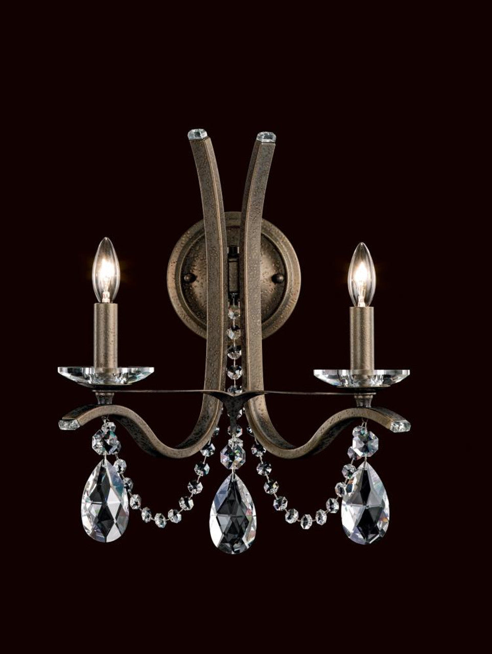 Vesca Wall Sconce, 2-Light, Antique Silver, Clear Heritage Crystal, 16"H (VA8332N-48H 1HPKM2)