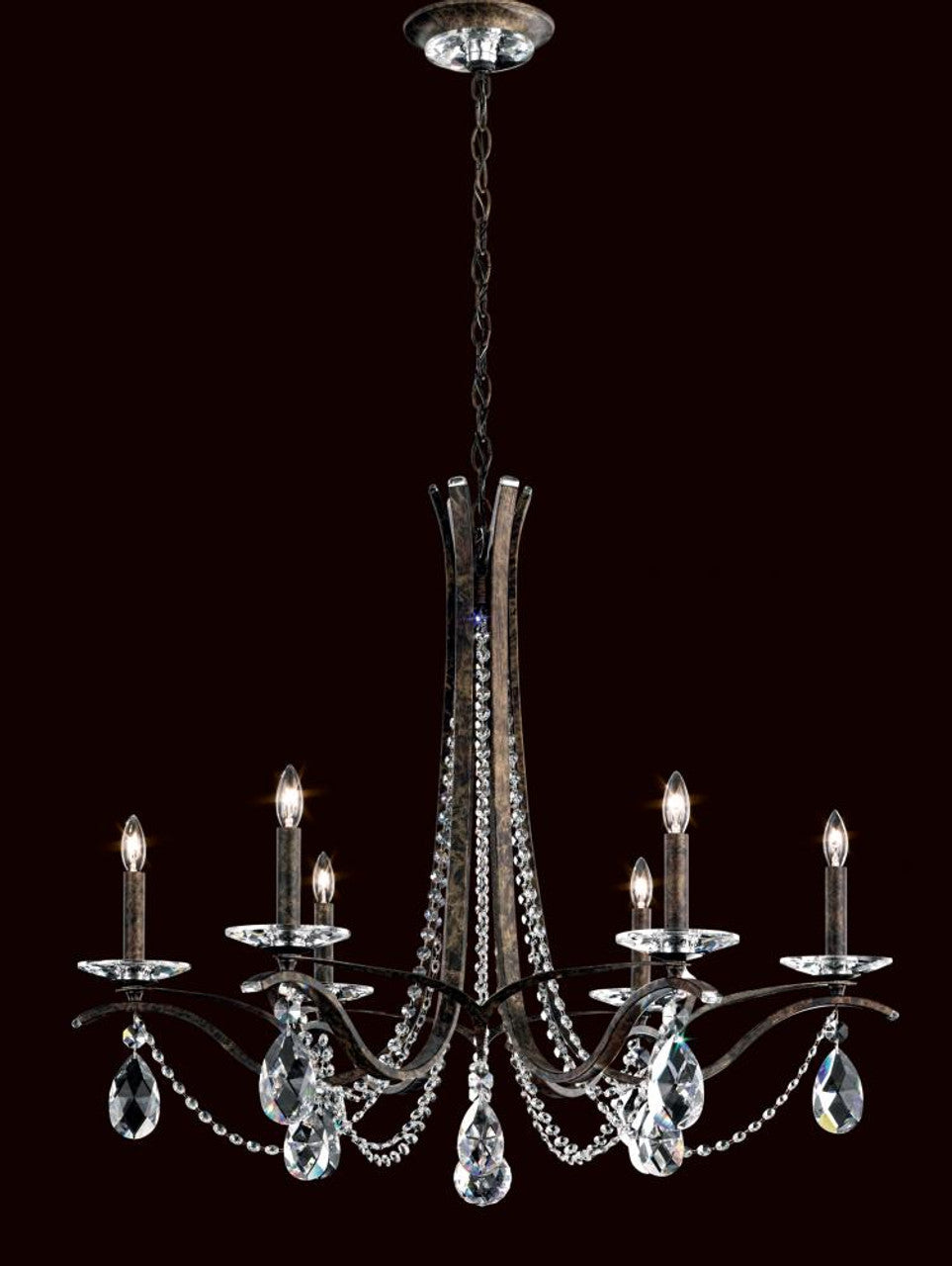 Vesca Chandelier, 6-Light, Heirloom Bronze, Clear Heritage Crystal, 33"W (VA8336N-76H 1HPKMF)