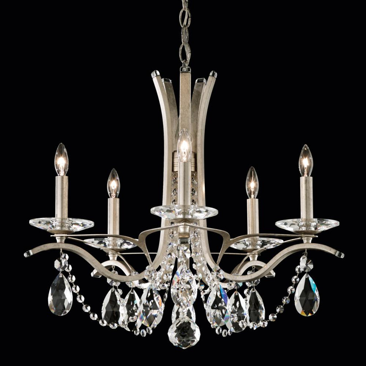 Vesca Chandelier, 5-Light, Antique Silver, Clear Heritage Crystal, 23"W (VA8355N-48H 1HPKMT)